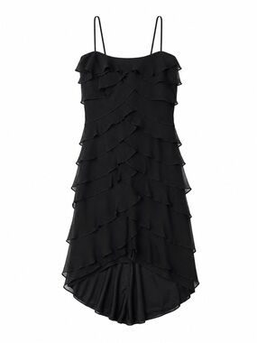 Tadashi Black Tiered Spaghetti Strap Mini Dress Sz 4